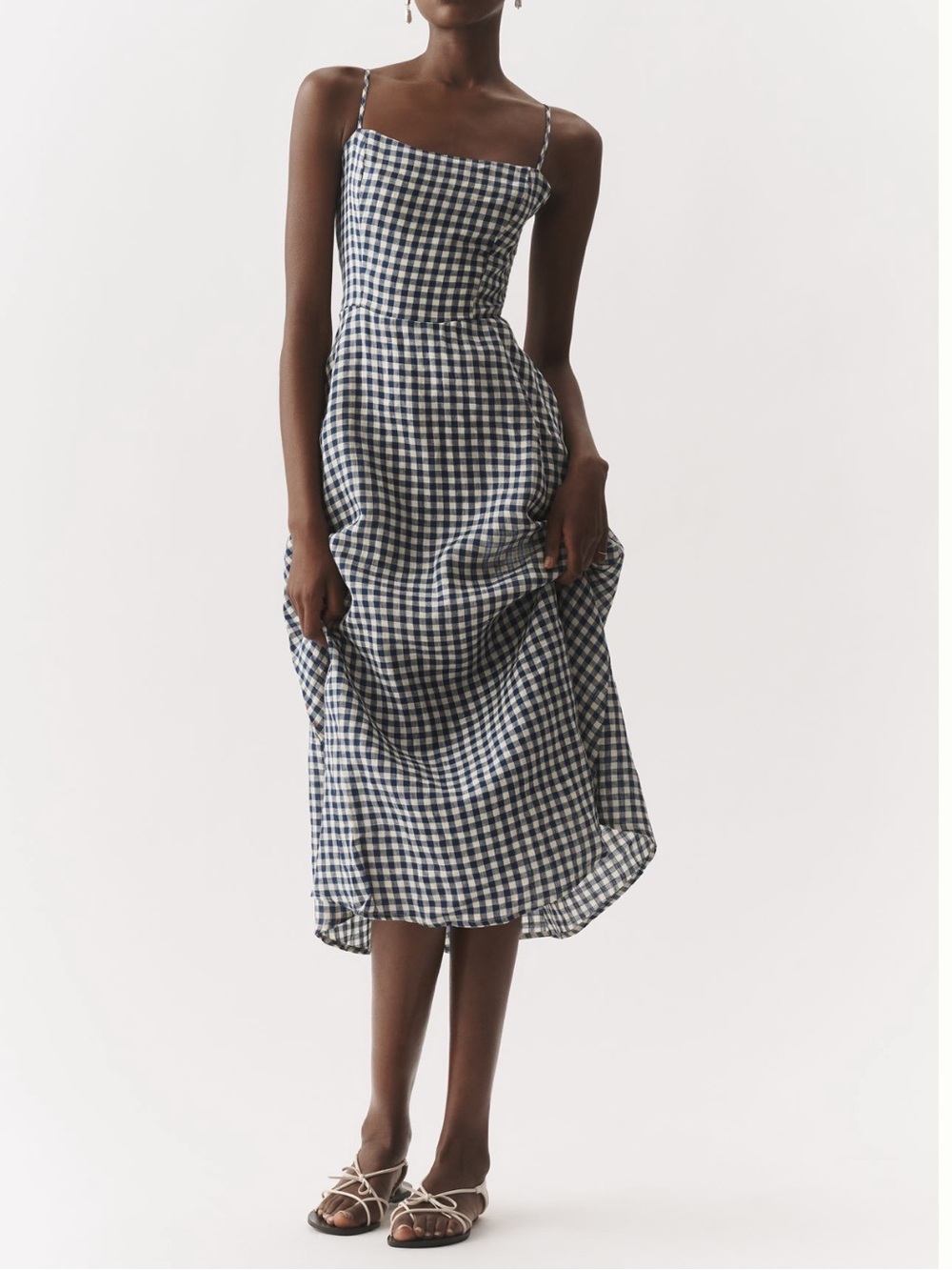 100% European Linen Strappy
Midi Dress SZ M NWT